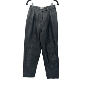 JH Collectables genuine leather High Waisted Black Leather Pants Pleated Front